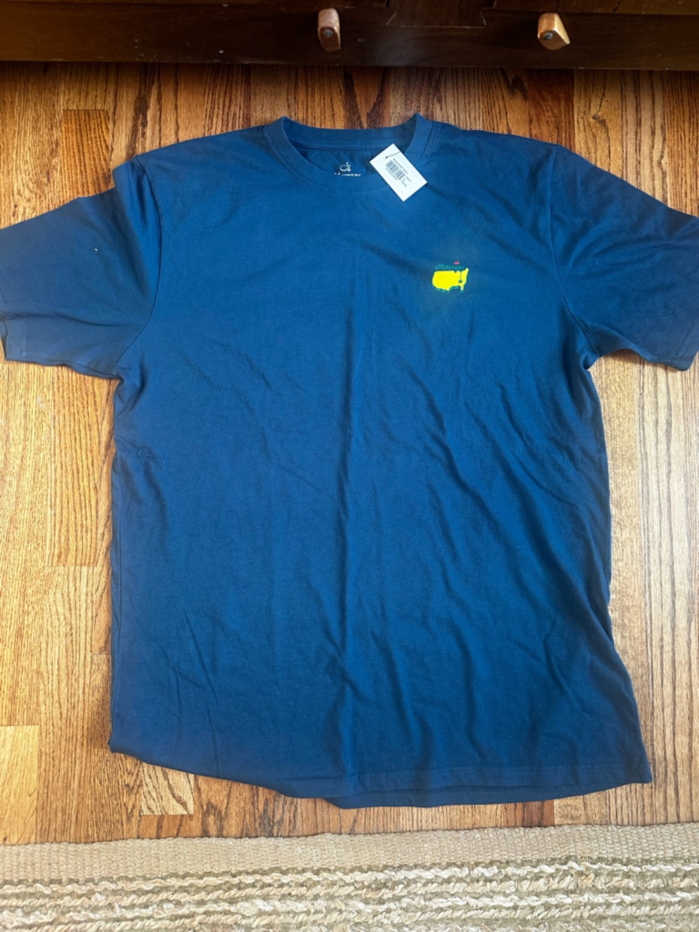 Masters Navy Crewneck T-Shirt with Small Yellow Logo